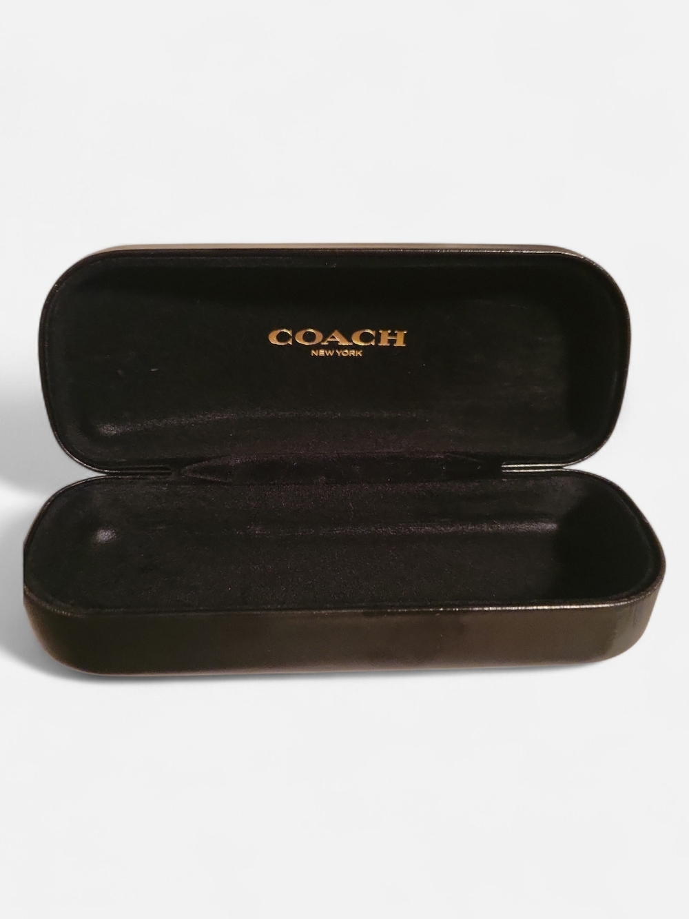 Coach Black Clam Shell Eyewear Case with Gold Logo For Oversized Sunglasses